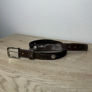 Nocona Brown Leather Western Boys Belt Size 26 Vintage Cowboy Rodeo Conchos‎